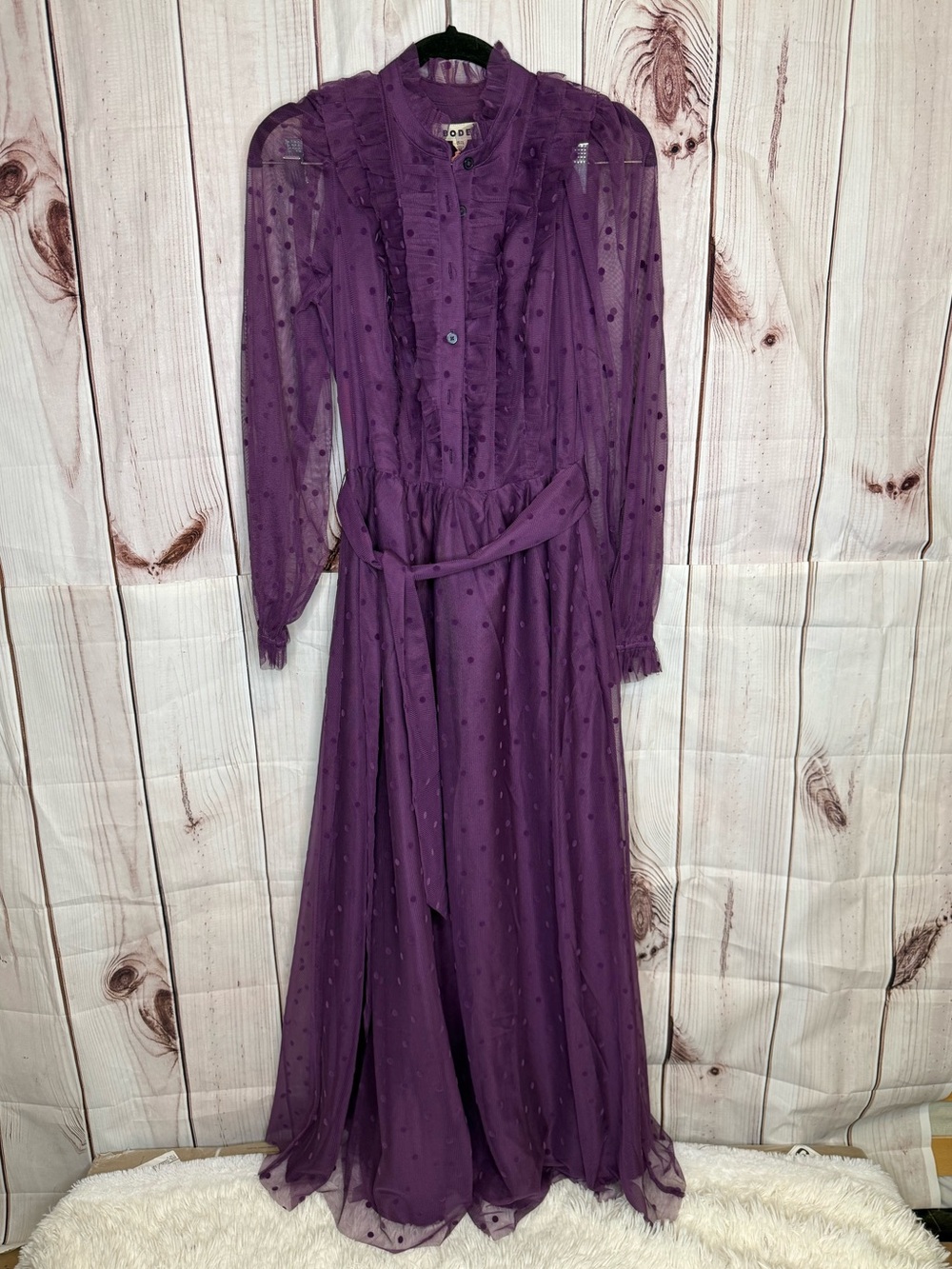 Boden Tulle Ruffle Maxi Dress Viola Purple - Picture 2 of 10